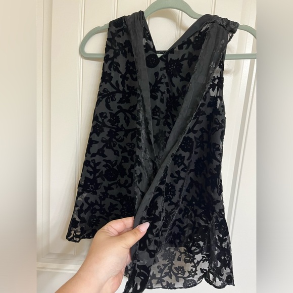Max Studio Devore Floral Burnout Velvet Black Neck Tie Halter Women’s, NWT - Picture 5 of 7